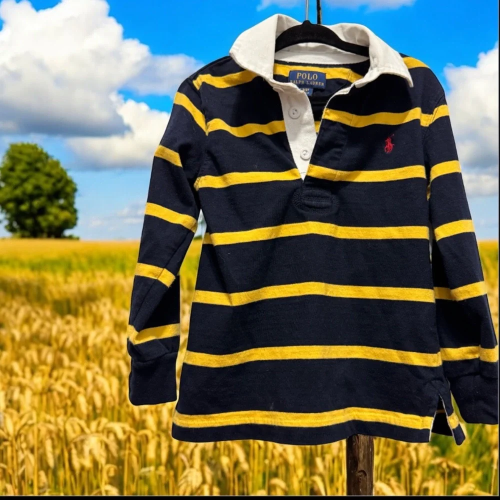 Polo by Ralph Lauren Kids Striped Navy and Yellow Shirt